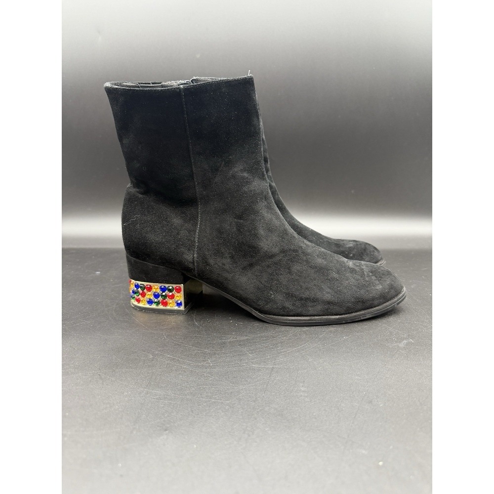 Jeffrey‎ Campbell Oasis Statement Heel Bootie Black Suede Size 11